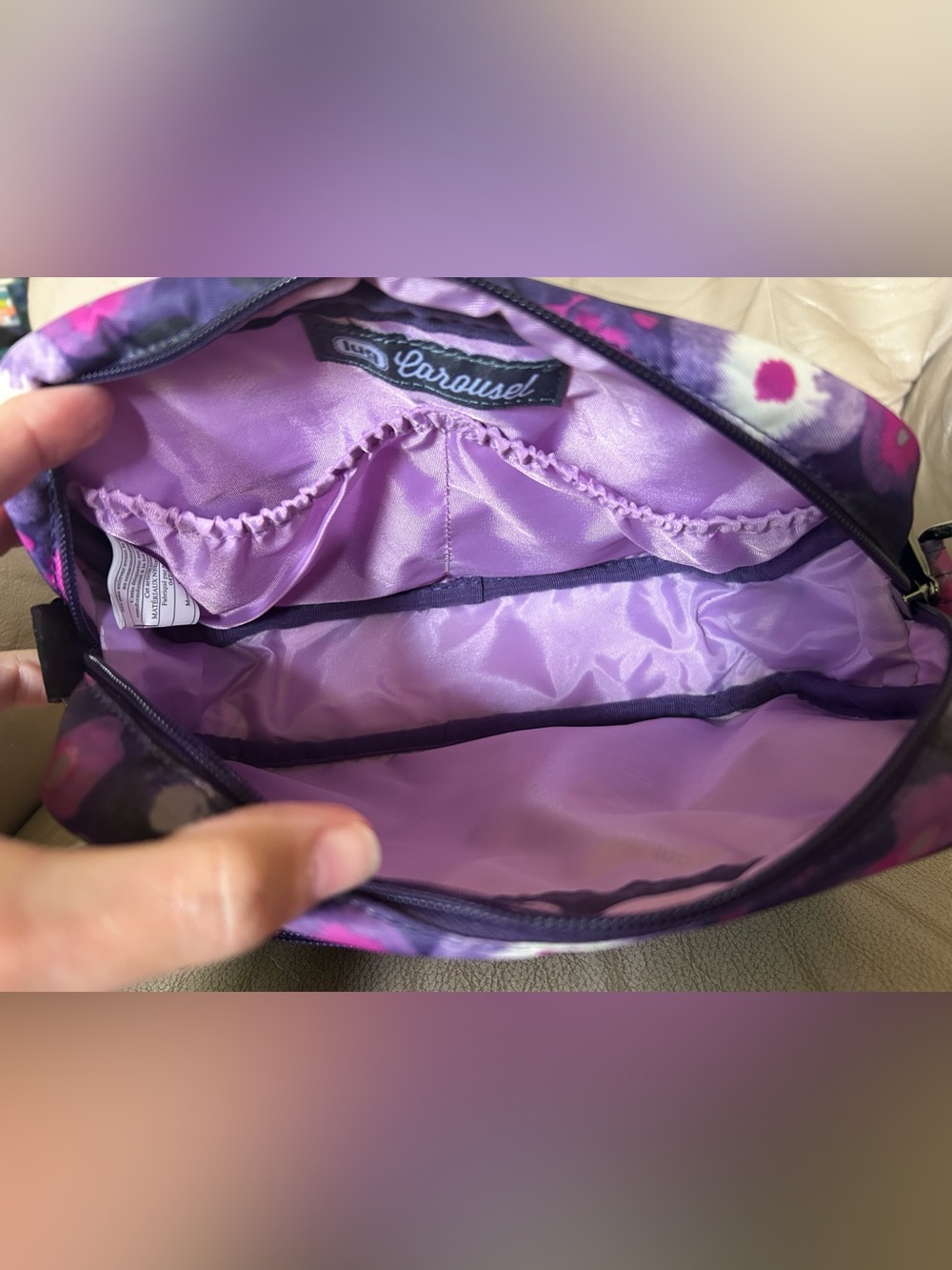 Lug Carousel Watercolor Purple Crossbody Belt Bag EUC - Picture 14 of 15